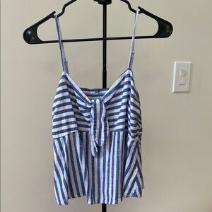 Old Navy Blue and White Tie Front Camisole